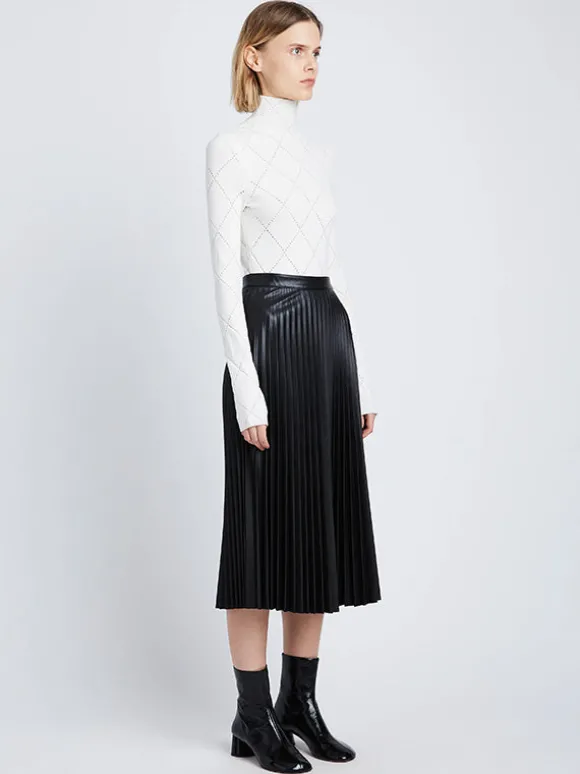 Faux Leather Pleated Skirt in Black
