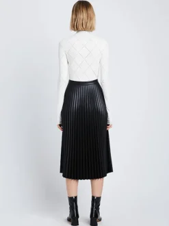 Faux Leather Pleated Skirt in Black