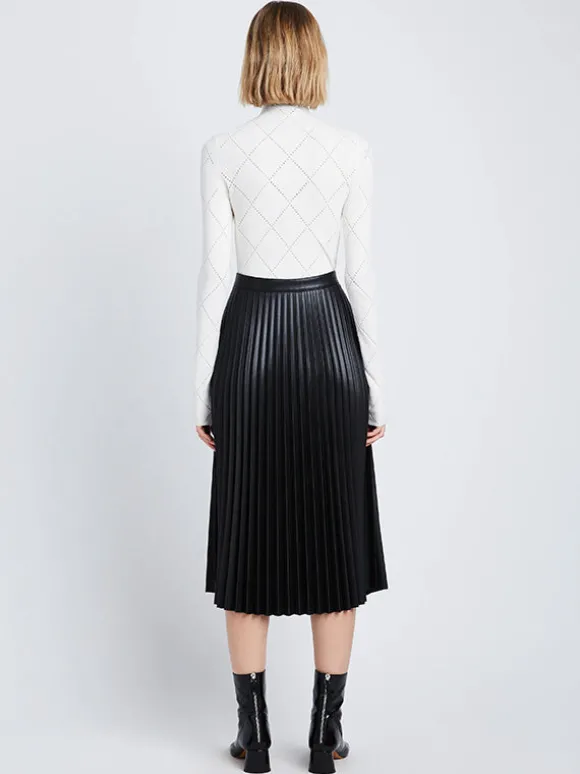 Faux Leather Pleated Skirt in Black