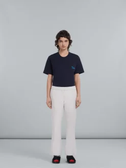 Flared Cavalry Wool Trousers in Snow