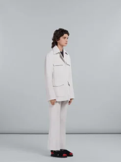 Flared Cavalry Wool Trousers in Snow