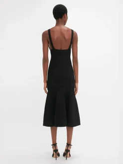 Frame Detail Sleeveless Dress in Black