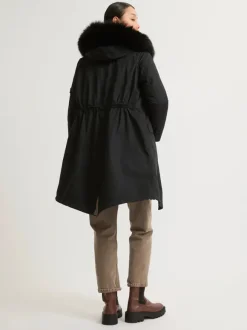 Fur Lined Waterproof Parka in Noir
