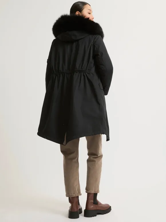 Fur Lined Waterproof Parka in Noir