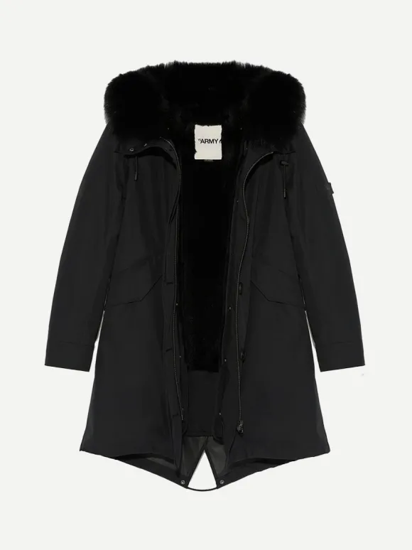 Fur Lined Waterproof Parka in Noir