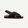 Fussbett Sandals in Black Rafia