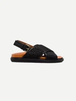 Fussbett Sandals in Black Rafia