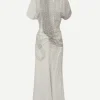 Gathered Waist Midi Dress in Grey Mist