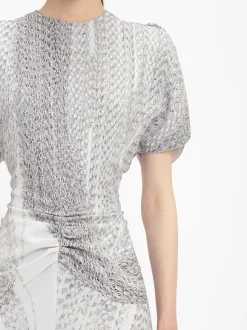Gathered Waist Midi Dress in Grey Mist
