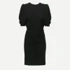 Gathered Waist Mini Dress in Black