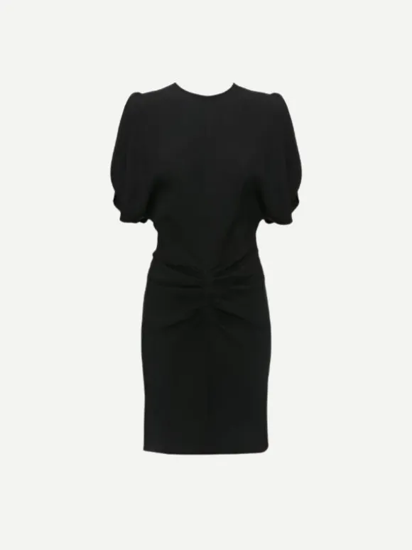 Gathered Waist Mini Dress in Black