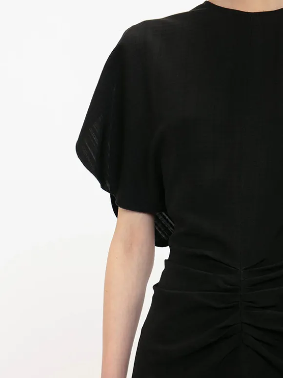 Gathered Waist Mini Dress in Black