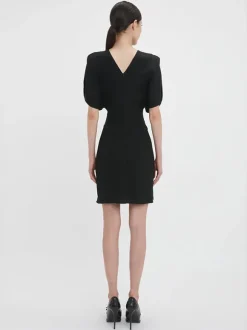 Gathered Waist Mini Dress in Black