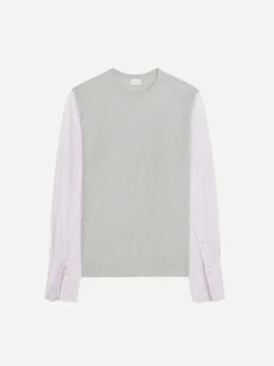 Heos Contrast Sleeves T-Shirt in Grey Melange