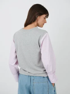 Heos Contrast Sleeves T-Shirt in Grey Melange