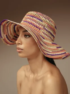 Hippie Fiesta Crochet Hat in Multi Lavender