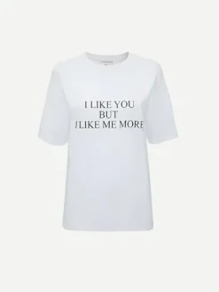 I Like You But I Like Me More Slogan Tee in White