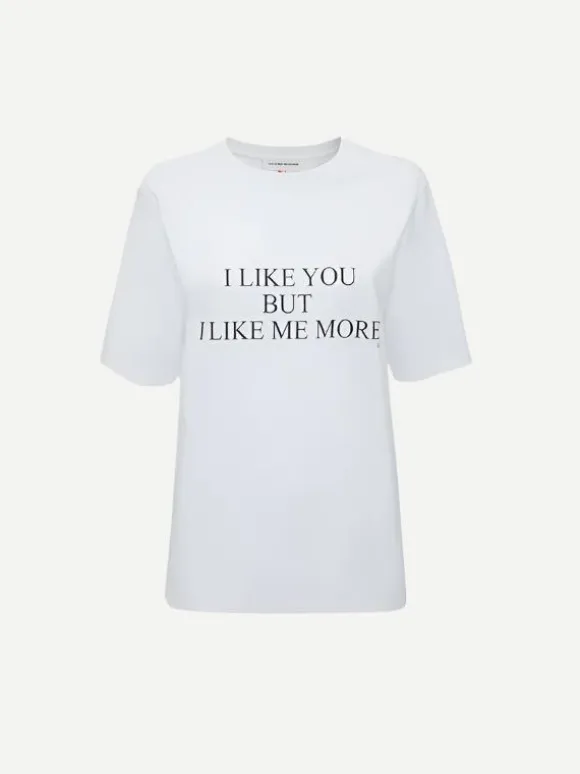 I Like You But I Like Me More Slogan Tee in White