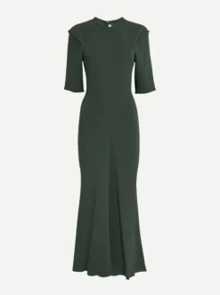 Inset Sleeve Detail Midi Dress in Seaweed