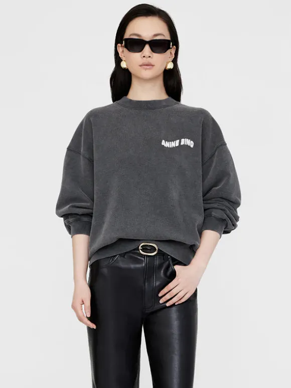 Jaci Sweatshirt Daydreams in Washed Black