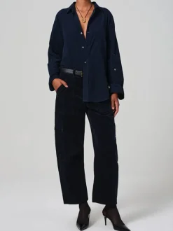 Kayla Corduroy Shirt in Navy