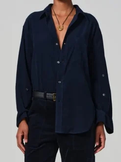 Kayla Corduroy Shirt in Navy
