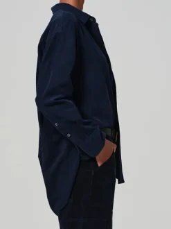 Kayla Corduroy Shirt in Navy