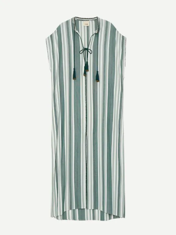 Knossos Caftan in Green Stripe