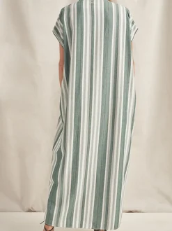 Knossos Caftan in Green Stripe
