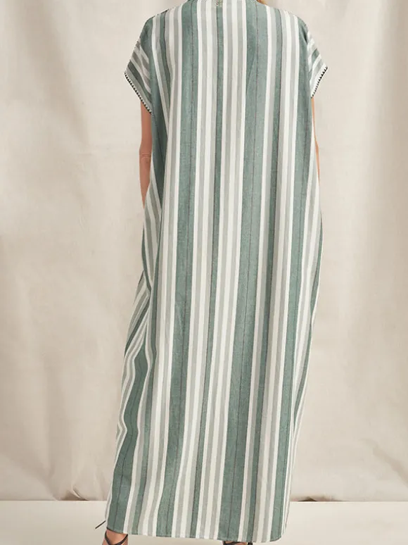 Knossos Caftan in Green Stripe