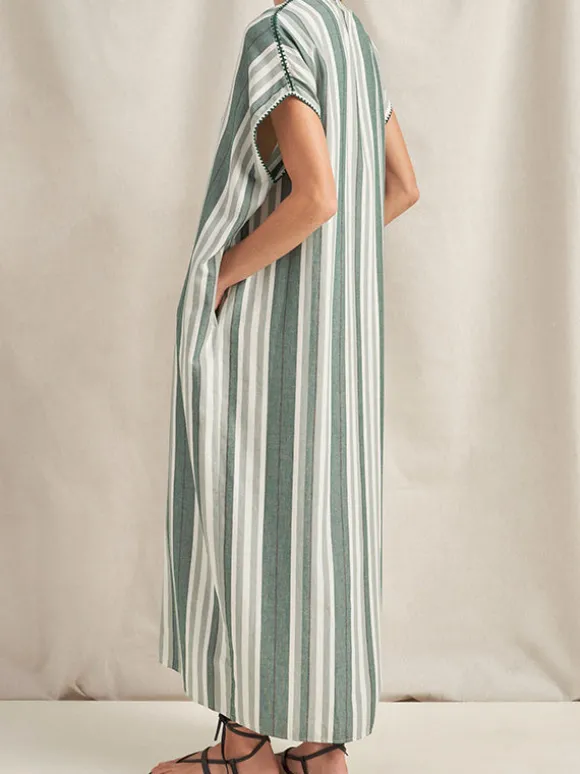 Knossos Caftan in Green Stripe