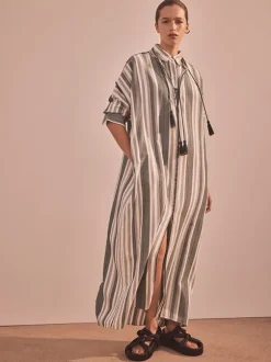 Knossos Caftan in Green Stripe