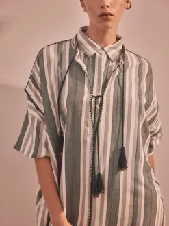 Knossos Caftan in Green Stripe