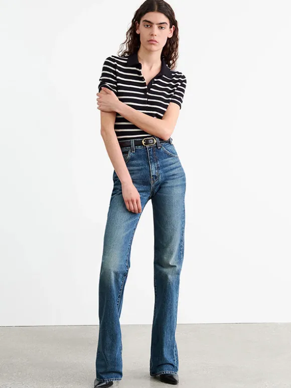 Leanna Polo in Dark Navy/Ivory Stripe