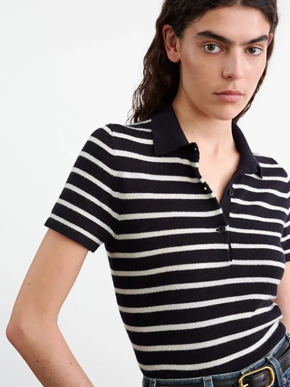 Leanna Polo in Dark Navy/Ivory Stripe