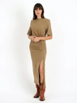 Lexia Dress in Light Khaki