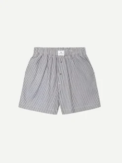 Liam Boxer Short in Grey and White Stripe