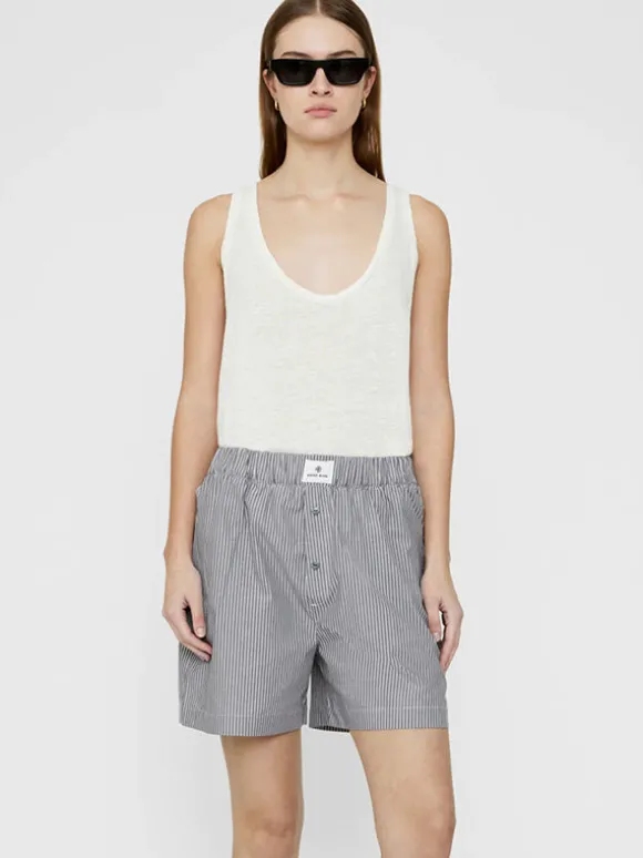 Liam Boxer Short in Grey and White Stripe