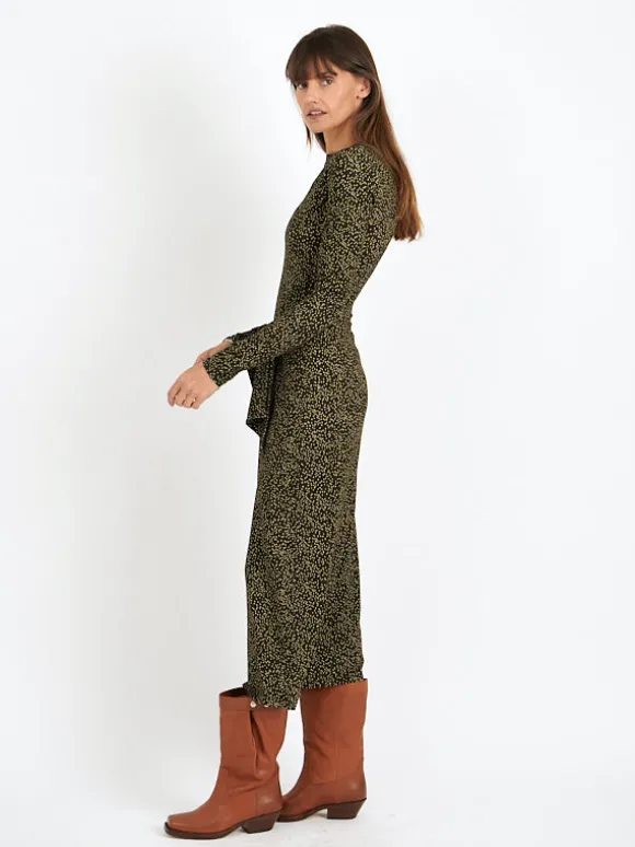 Lisy Dress in Dark Kahki/Lime