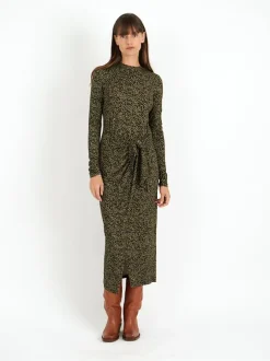 Lisy Dress in Dark Kahki/Lime