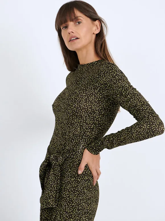 Lisy Dress in Dark Kahki/Lime