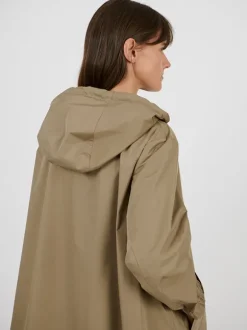Long Belted Waterpoof Jacket in Mid Khaki