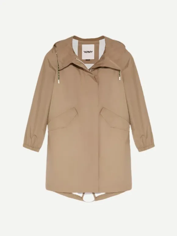 Long Fishtail Waterproof Parka in Mid Khaki