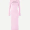 Long Sleeve Knit Midi Dress in Pink