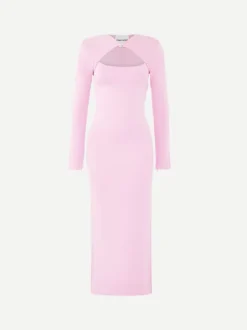Long Sleeve Knit Midi Dress in Pink