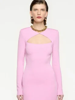 Long Sleeve Knit Midi Dress in Pink