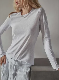 Long Sleeve Slub Tee in White