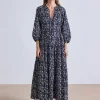 Luminile Tier Maxi Dress in Mira Floral Navy