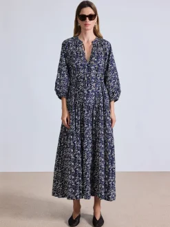 Luminile Tier Maxi Dress in Mira Floral Navy