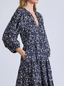 Luminile Tier Maxi Dress in Mira Floral Navy